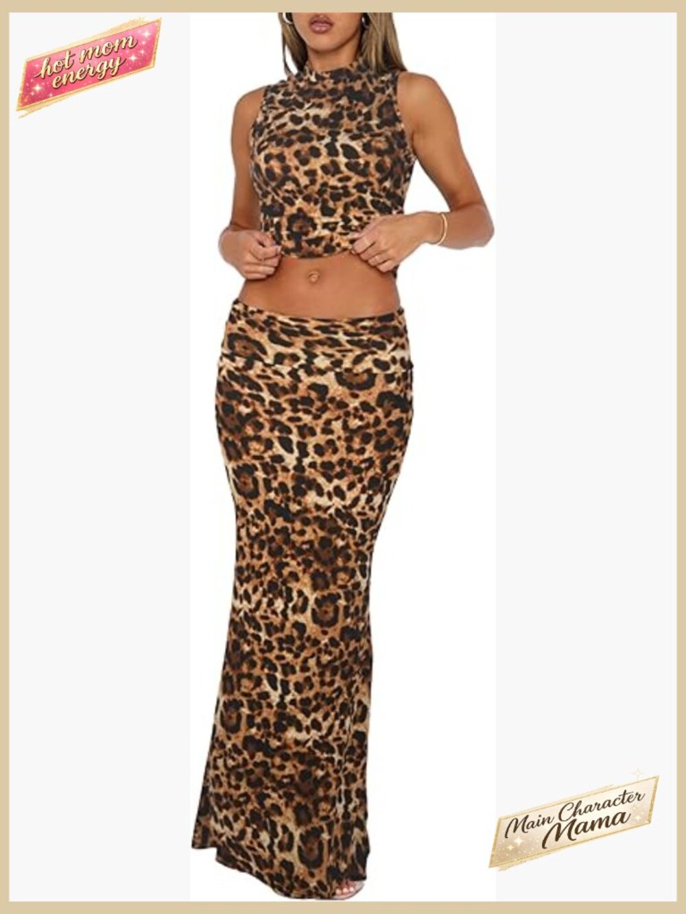 Two Piece Skirt Set Sleeveless Crop Top Fold Over Maxi Long Skirt Y2K Slim Fit